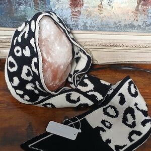 Leopard Print Black and Cream Scarf